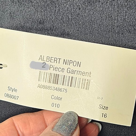 Albert NiponTwo Piece Wool Black Suit Set With Maxi Dress 41Inches Long Size 16 - Picture 14 of 16